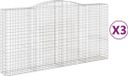 vidaXL Gabionen met boogvorm, 3 stuks, 400x50x200/220 cm, verzinkt staal