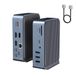 15-in-2 USB C-adapter, dual monitor USB C HUB, USB C docking station, met 2 HDMI, VGA, 4 USB A, 2 USB C, USB C 3.0, Ethernet, 100 W PD, audio en SD/TF kaartlezeraansluitingen voor laptop