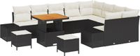 vidaXL Tuinbank Set 12 st Zwart Poly rattan