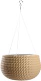 KADAX Hangpot, bloemenhanger met ketting en haak, hangplantenpot voor rankbloemen, plantenbak met inzetstuk, plantenbescherming voor binnen en buiten (diameter 32 cm, beige)