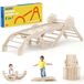 COSYLAND Klimrek Indoor L – Speelset 8-in-1 met Klimboog, Klimdriehoek en Glijbaan – Massief Houten Speeltoestel – Vanaf 18 Maanden – Natural/Licht Hout