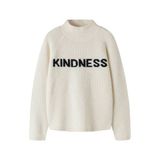 NAME IT KIDS rechtvallende gebreide trui met tekst en wol - ecru