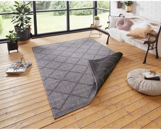 Bougari Binnen & Buiten Vloerkleed Corsica 80x150 cm Zwart & antraciet