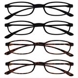 Opulize Fly 4 Stuks Zak Formaat Super Licht Leesbril Mat Zwart Bruin Mannen Vrouwen RRRR67-1122 +3,00