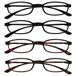 Opulize Fly 4 Stuks Zak Formaat Super Licht Leesbril Mat Zwart Bruin Mannen Vrouwen RRRR67-1122 +3,00