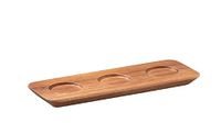 APS 864 Narrow I serveerplank 22 x 8 cm, hoogte 1,5 cm, van acaciahout, met 3 holtes Ø 4 cm