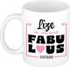 Bellatio Decorations Naam mok Lize - wit - Fabulous - keramiek - 300 ml - cadeau collega beker - cadeau