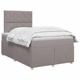 vidaXL Boxspringbed met matras met hoofdeinde Taupe 120 x 190 cm Stof