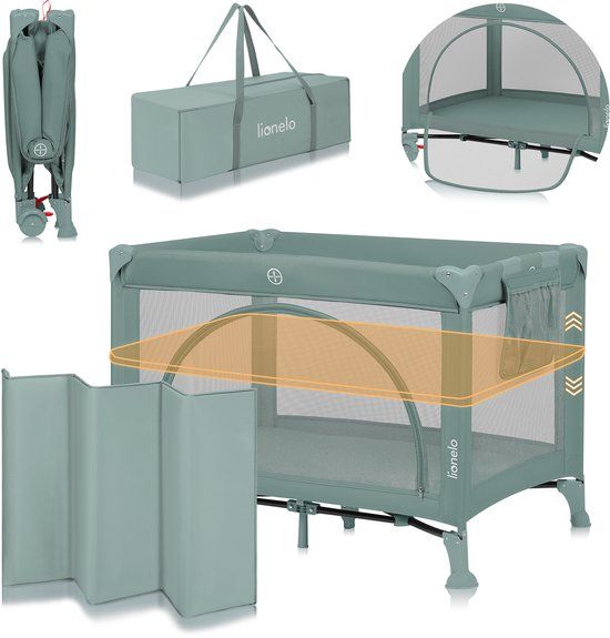Lionelo Laura - Compact 3 in 1 Campingbedje, Box & Babybed - GROEN