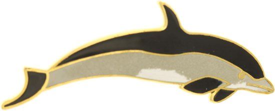 Behave® Broche dolfijn zwart emaille - Vrouwen - 6 cm