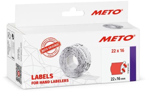METO etiketten 22x16mm fluor-rood (6 rollen)
