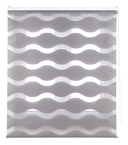 Blindecor Mediterraan Rolgordijn - Nacht & Dag - Zilvergrijs - 80x180cm