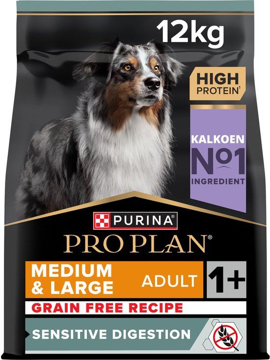 Pro Plan Graanvrij Medium & Large Adult Sensitive Digestion - Hondenvoer - Kalkoen - 12 kg