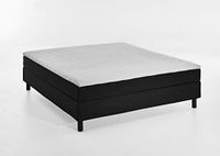 Atlantic Home Collection Happy boxbed zonder hoofdeinde, 7-zones pocketveringmatrassen, hardheid H3, stof, zwart, 180/200 cm, lighoogte ca. 58 cm.