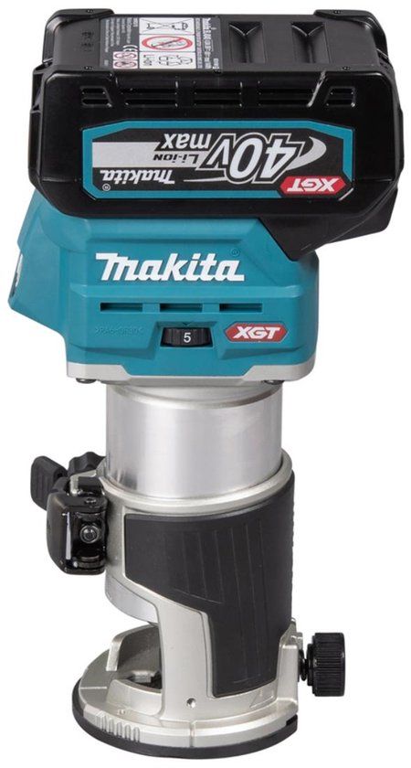 Makita RT001GM206 Accu Boven- en kantenfrees AWS-Ready + Geleiderail adapter XGT 40V Max 4.0Ah in Mbox