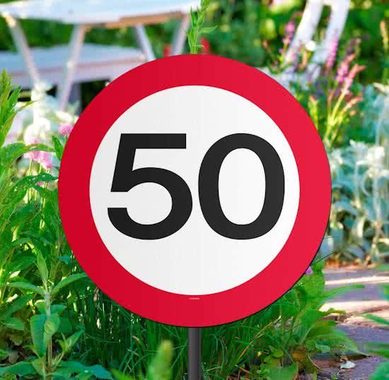 Folat 50 Jaar Verkeersbord Tuinbord