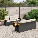Maison Exclusive - Ensemble de jardin, 7 pièces, avec coussins, noir, en polyrotin