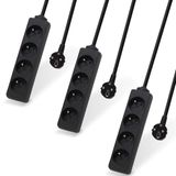 Waytex Set van 3 stekkerdozen, 4 stopcontacten, 16 A, 2P+T, 3m kabel, kinderbeveiliging, zwart