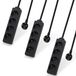 Waytex Set van 3 stekkerdozen, 4 stopcontacten, 16 A, 2P+T, 3m kabel, kinderbeveiliging, zwart
