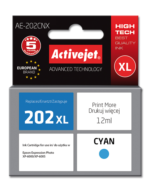 ActiveJet AE-202CNX inkt (vervanging van Epson 202XL H24010; Supreme; 12 ml; blauw) single pack / cyaan