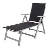 Chicreat 5 Positie Opvouwbare Lounger, Gewatteerde Textilene met Sneldrogend Schuim, 144x70x104cm