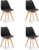 Homestyle4u Eetkamerstoel van Hout en Kunststof - 4 Stoelen - Keukentoel - Zwart
