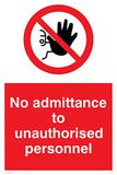 Viking Signs PA32-A4P-V "No Admittance to Unauthorised Personnel" bord, Vinyl, 300 mm H x 200 mm W