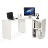 Mondeer Computertafel, houtmateriaal, wit, 108 × 135 × 73,5 cm