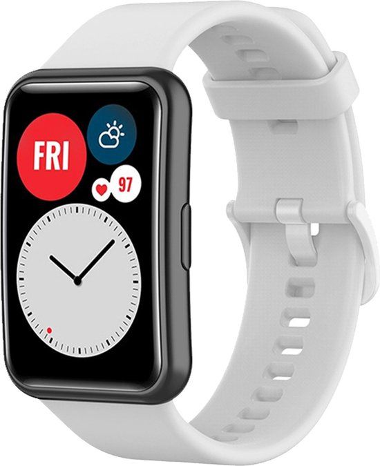 iMoshion Bandje Geschikt voor Huawei Watch Fit - Siliconen band gekleurde gesp - Wit