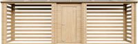 Timbela M206 - Haardhout Opslagschuurtje met Afgesloten bergruimte - 6,18 m² - 146x564xH199 cm - Houtopslag