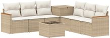 vidaXL Bankstel 2 zitplaatsen Beige en Crèmewit Polyrattan en Staal