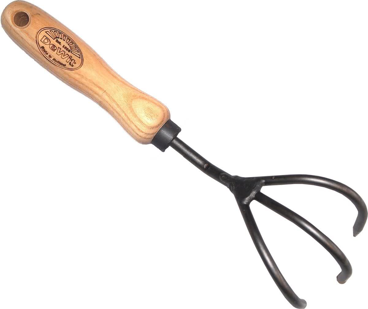 Wit, DE Cultivator 3 tands essen handvat 140mm