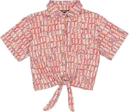 Quapi Zomer shirt meisjes - zand - AOP sketch - Finette