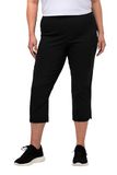 Ulla Popken - Dames - Bengalin broek kuitlang elastische tailleband stretch - Zwart - Maat 66