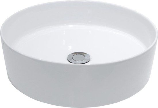 Wiesbaden Link opzetwastafel rond 40x40x14.5cm Mat Wit