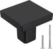 VEVOR Meubelknoppen, 10 Stuks, 1,25 Inch Zwarte Zinklegering Kastknoppen, Vierkante Massieve Keukenknoppen, Ladeknoppen met Schroeven voor Badkamer, Kasten, Laden, Keuken