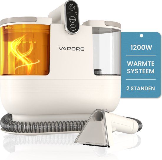 Vapore Tapijtreiniger - Draagbare Vlekkenreiniger - 1200W - Tapijtreiniger Machine - Bank Reinigen Machine - Meubelreiniger - Stoomreiniger voor Bank - Met Zuigvermogen - Zetelreiniger - Bank Reiniger - Apparaat - Wit