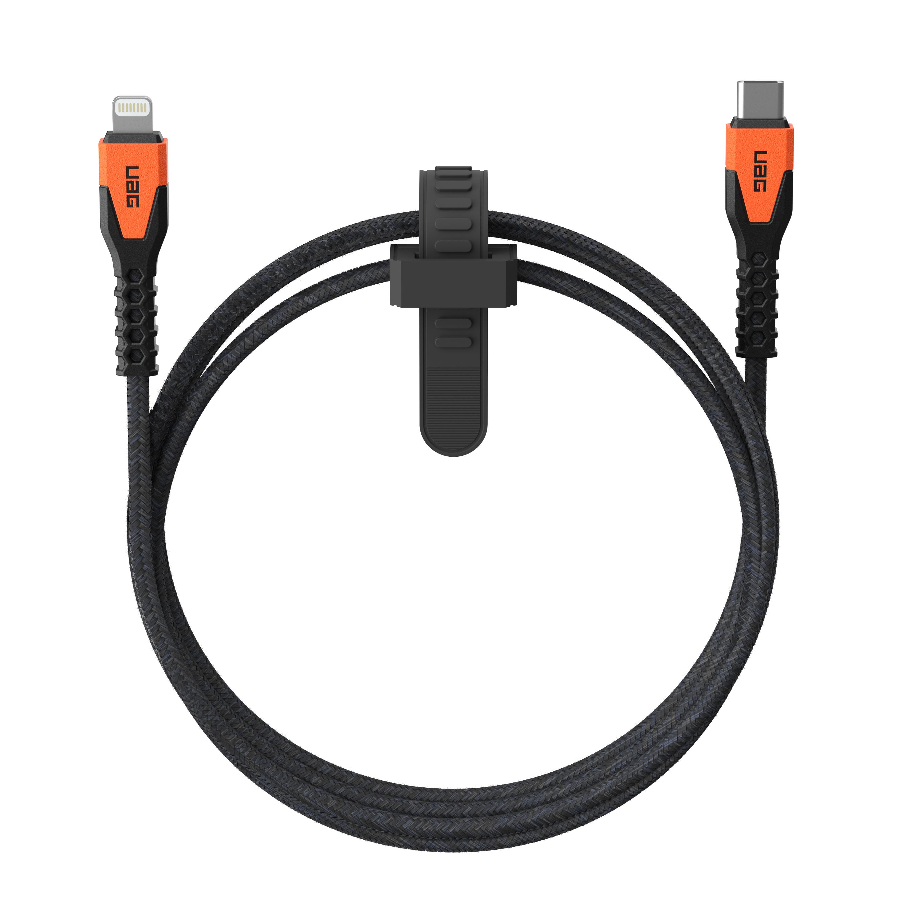 UAG Rgd Kvlr USB-C to Lightning Cable - 1.5m - Black/Orange