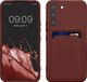 kwmobile telefoonhoesje geschikt voor Samsung Galaxy S22 - Hoesje met pasjeshouder - TPU case in wijnrood