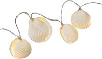 Merkloos Terras/tuin LED lichtsnoeren met schelpen warm wit 1 meter binnen feestverlichting