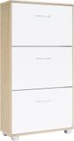 Casaria Schoenenkast – 3 Kleppen – 115x60x24cm – 18 Paar Schoenen - Eiken/Wit