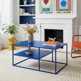 en.casa Salontafel Solund met plank 45x90x60 cm donkerblauw