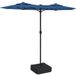 Parasol de jardin à double tête avec LED bleu azuré 316x145 cm