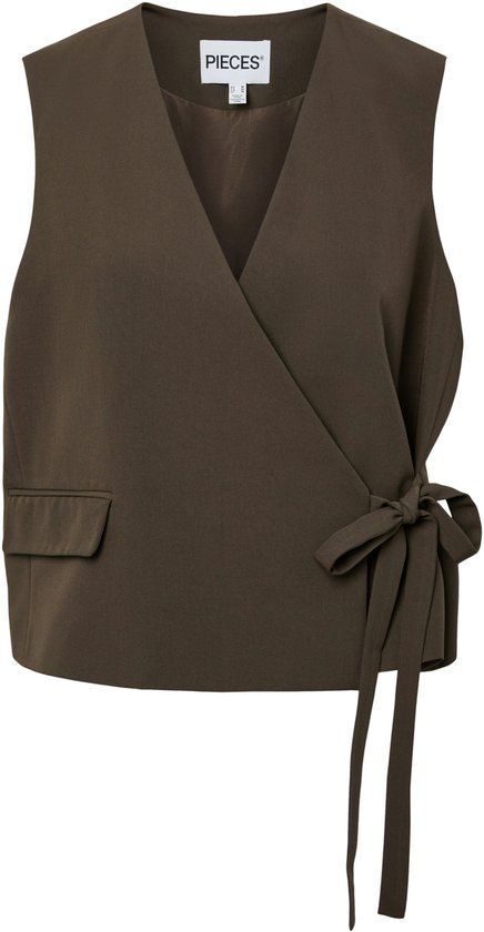 Pieces Gilet Pcemy Tailored Vest W. Tie Detail 17169101 Turkish Coffee Dames Maat - S