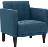 vidaXL Fauteuil met armleuningen Blauw Fluweel 53 cm