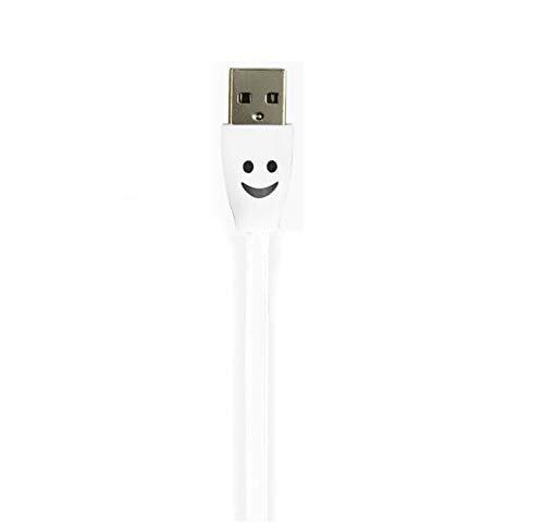 Shot Case Kabel Smiley Micro USB voor Alcatel Idol 5 LED-licht Android oplader USB Smartphone aansluiting (wit)