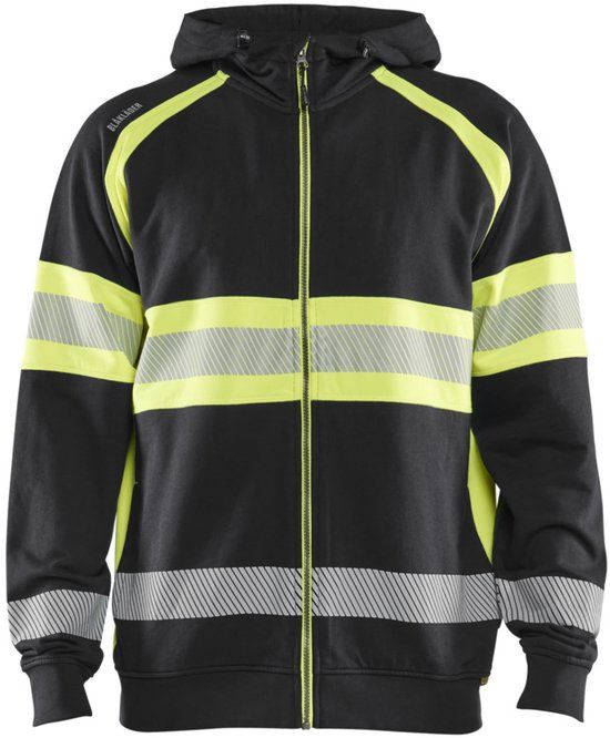 Blåkläder 3552-1158 High vis Hooded sweatshirt - Zwart/High Vis Geel - XS