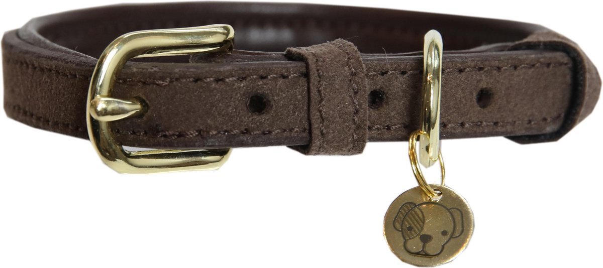 Kentucky Dogwear Hondenhalsband Velvet Leder - Bruin XS bruin