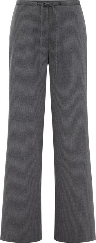 WE Fashion Dames wide leg broek met krijtstreep - Dark grey - Maat 40