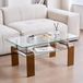 MODENUIT Table basse - Verre trempé à deux niveaux - Verre et métal - 100x55x45 cm